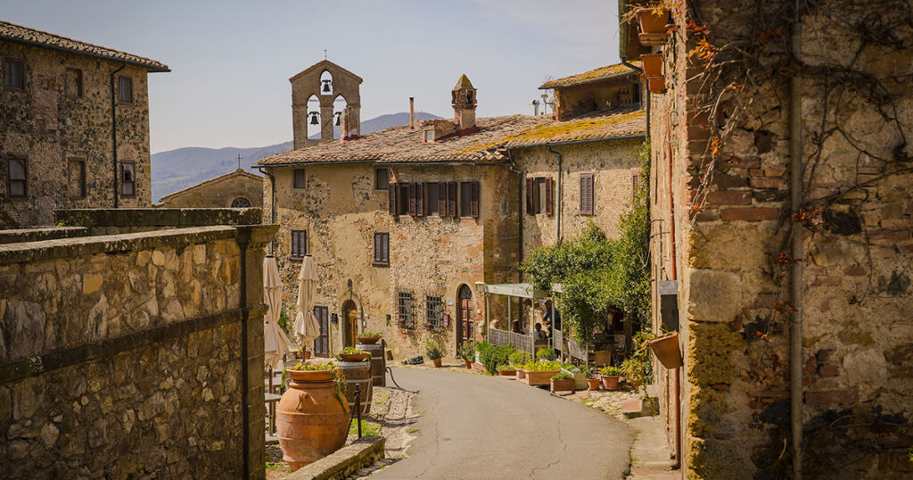 Quiet street in a historic Tuscan village